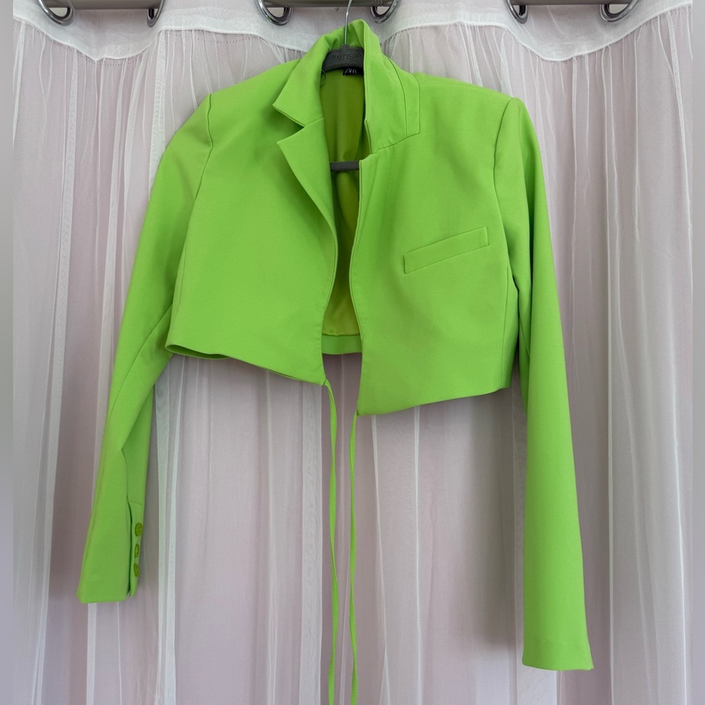 Zara Neon Green Cropped Blazer